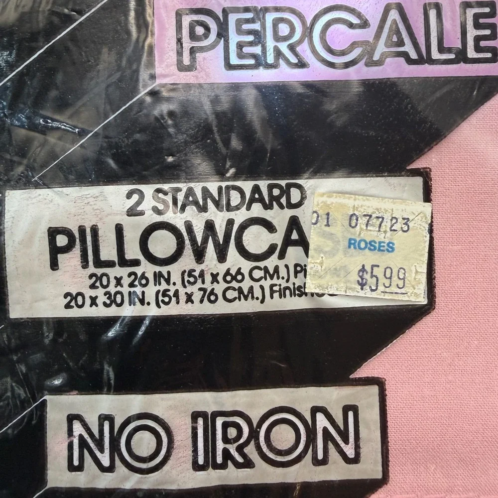 Performance by Springs Pink Percale Pillowcase Set 2 Standard 180 TC No Iron USA